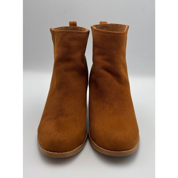 Womens Tan Suede Block Heeled Booties | Size 7 | Mothers Day Gift - Picture 3 of 7